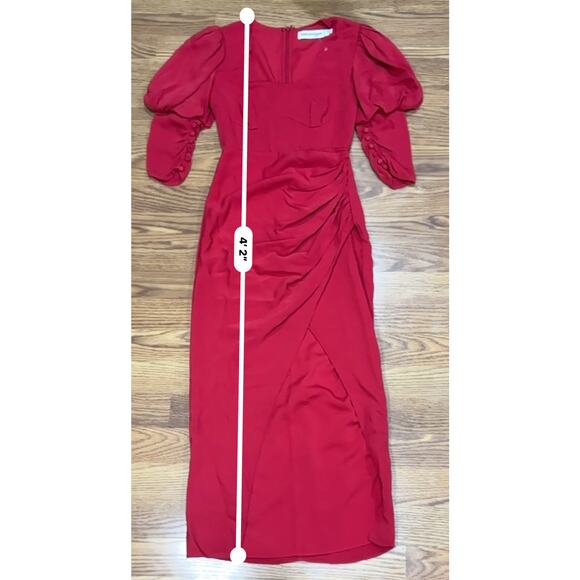 SELF-PORTRAIT Red Ruched GATHERED STRETCH-CREPE MIDI PARTY DRESS US 0 - Picture 8 of 16